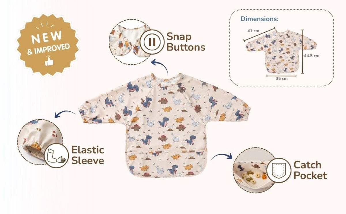 Long Sleeve Bib - Dino