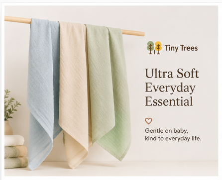 Ultra-Soft Bamboo Muslin Squares – Pack of 6