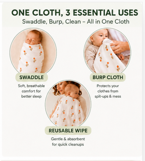 Bamboo Cotton Muslin Swaddle Blanket