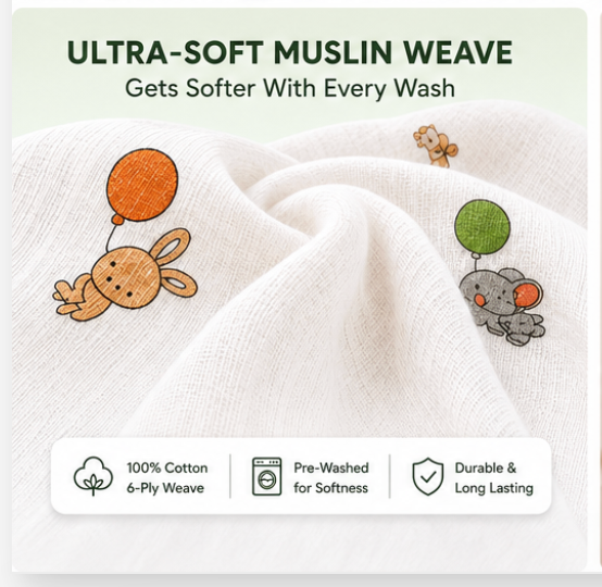 Bamboo Cotton Muslin Swaddle Blanket